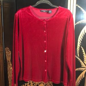 Red Velour Top- Size L